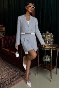 Crop Ceketli Ve Pile Etekli Garnili Takım 10111 resmi